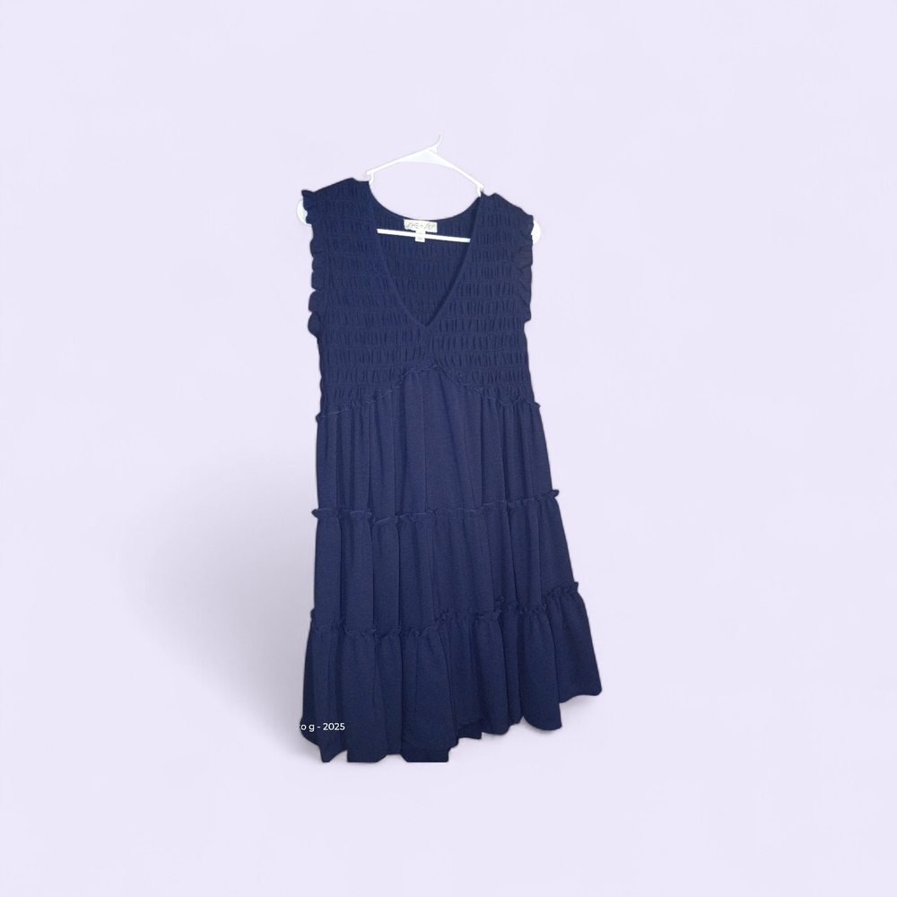 Woman's Navy Smocked Tiered Dress